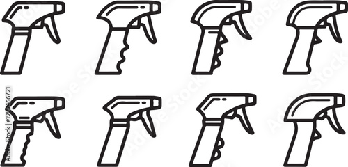 Quadro su tela Cartoon stylized chairs flat vector illustration collection Vector