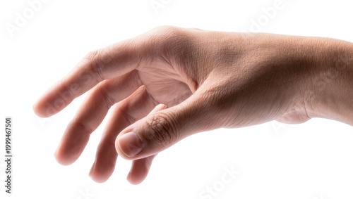 Fotografie Human hand with extended index finger and slightly curved palm