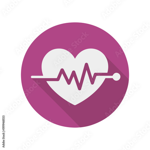 heartbeat icon flat long shadow style