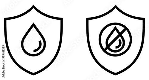 waterproof protection water resistant icon set