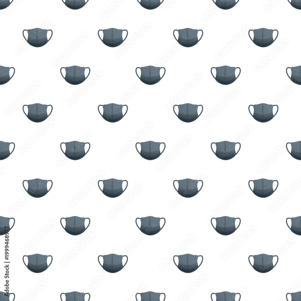 Obraz premium Gray medical face masks forming a seamless pattern on a white background