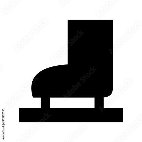 Ice Skate Icon Black Silhouette on White Background Minimalist Vector