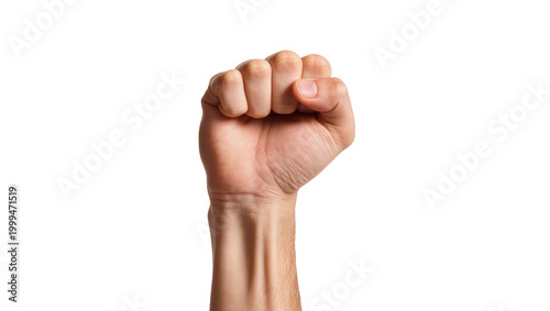 фотографія Human fist raised upwards symbolizing power and resistance, isolated on transpar