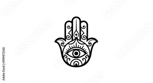 Foto Hamsa Hand Evil Eye Symbol Icon, Fatima Hand, Mystical Protection, Esoteric Art