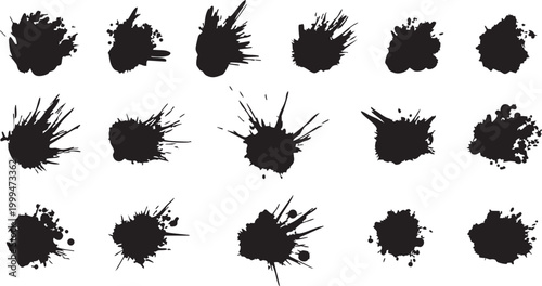 Black ink splatter explosion with sharp spiky edges in abstract design