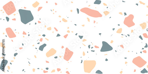 Pastel colorful terrazzo seamless pattern background with abstract organic geometric shapes and modern mosaic texture vector illustration.