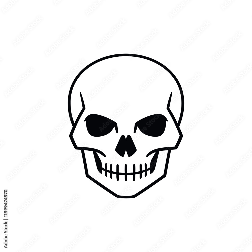 Obraz premium Minimalist Human Skull Vector Illustration