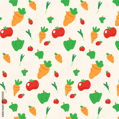 editable seamless handdrawn pattern of vegetables