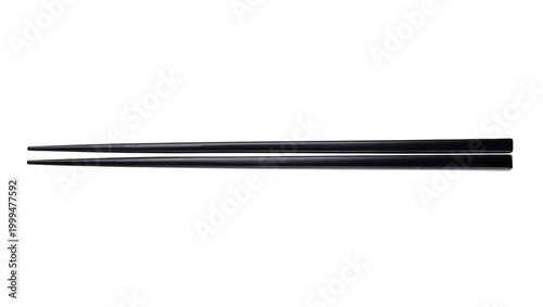 Fotografie Pair of sleek black chopsticks subtly textured, isolated on transparent backgrou