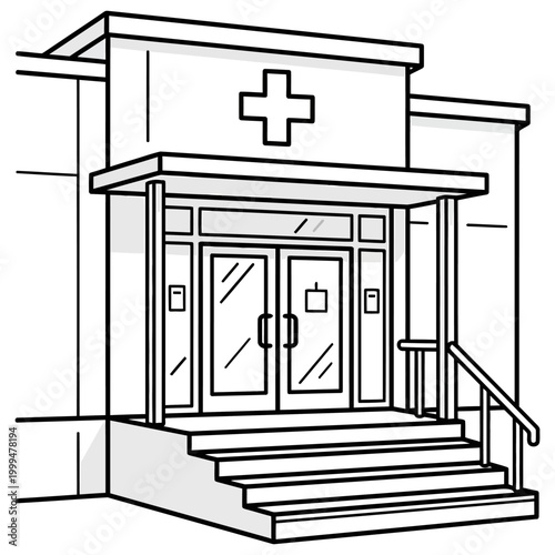 Corner Perspective Medical Center Entrance Porch