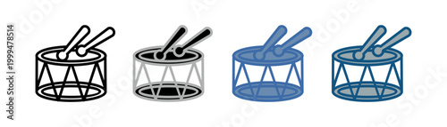 
instruments icon set multiple style collection with drum design