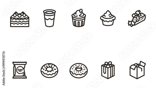 Φωτογραφία Dessert Delights: A collection of tantalizing dessert icons, each a miniature masterpiece of culinary art, inviting you to savor the sweet moments of life