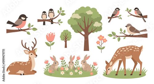 A charming, stylized deer illustration evokes feelings of tranquility and nature. Suitable for children's materials, website graphics, or heartwarming