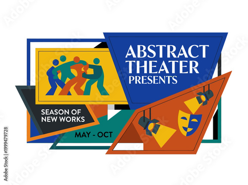 Abstract theater presents a colorful billboard signage for new works season