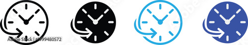 Clock icons set. Time management watch flat vector illustration