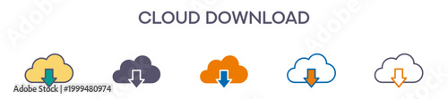 Cloud Download Element For Design Graphic - Multi Styles