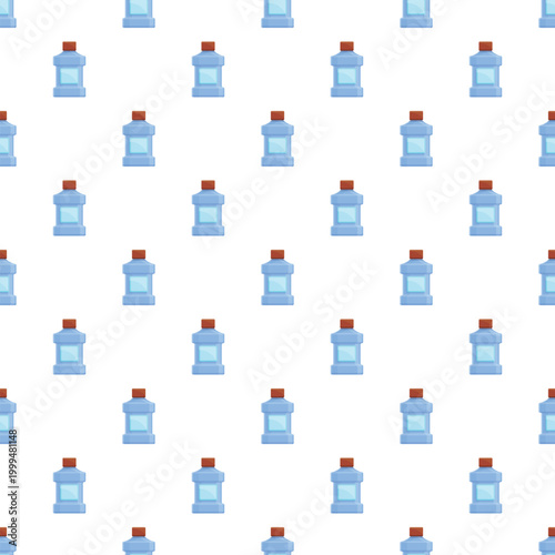 Repeating mouthwash bottles creating a seamless pattern for oral care and freshness