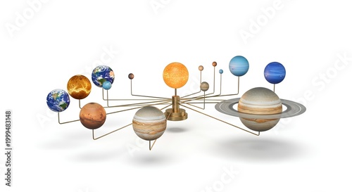 Solar System Model with Planets and Sun
