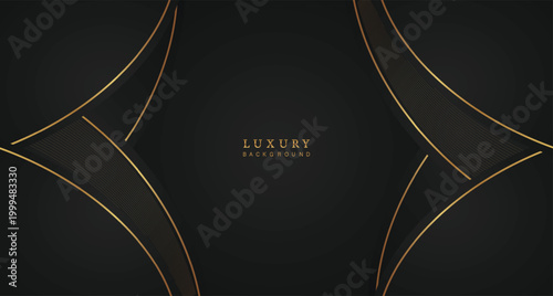 Luxury black vector background with golden lines