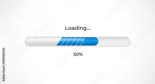 Loading progress bar with 50 percent completion status