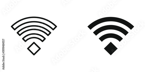 Two wifi icons, one outlined and one filled, representing wireless internet signal symbols