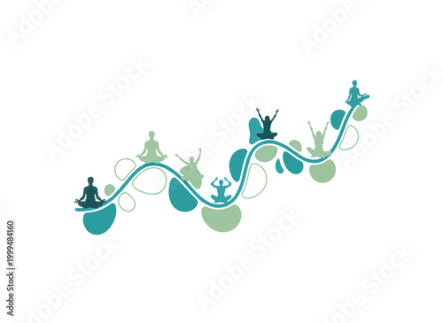 Progress chart for mood tracking concept. Minimalist watercolor style vector illustration. Earthy color wellness path isolated on transparent background