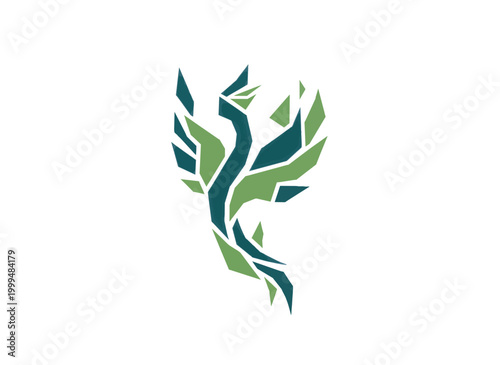 Shattered glass mending together concept. Minimalist watercolor style vector illustration. Earthy color abstract bird design isolated on transparent background