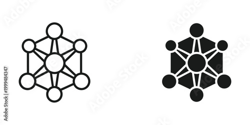 Schilderij op canvas Abstract geometric structure with interconnected circles and lines in black and