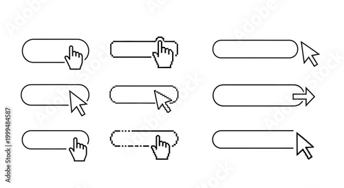 Set of assorted cursor icons and pointers on a white background