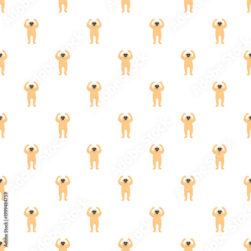 Gibbon characters standing with hands up creating a fun seamless repeat pattern