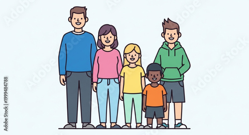 Diverse Family Group Standing Together Smiling Happily.