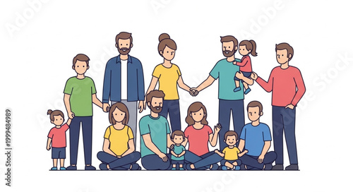 Fotografie Diverse group of people standing and sitting together.