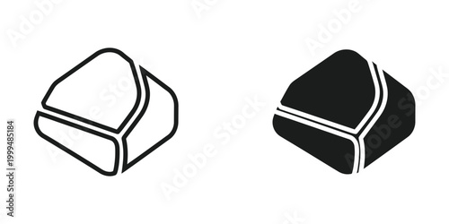 Clean and simple icon of a folded napkin or cloth with black and white color scheme