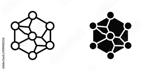 Molecular structure of a chemical compound with connected atoms in black and white