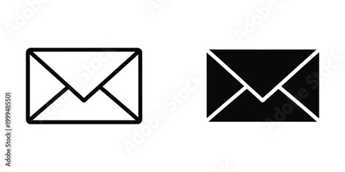 Envelope icon with outline and filled styles for email or message symbols