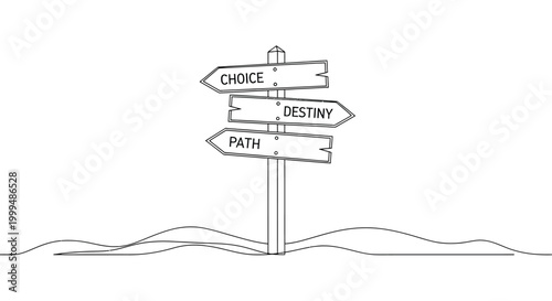 Foto Signpost with choice destiny path continuous line drawing life direction concept