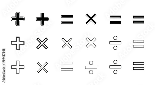 Mathematical operators plus, minus, multiply, and divide icons