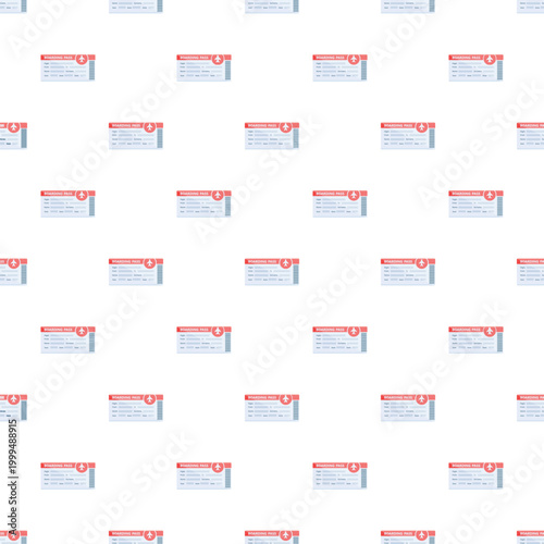 Boarding passes creating a seamless repeating pattern illustrating air travel and ticketing
