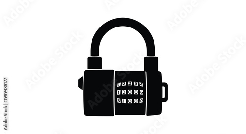 Photos Combination padlock silhouette on a white background
