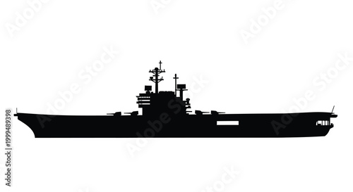 Aircraft carrier silhouette against a white background
