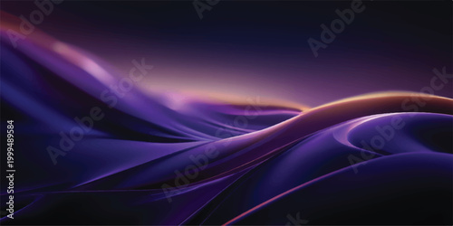 Abstract flowing waves in rich purple and deep violet hues accented with luminous pink magenta orange light lines creating a smooth and dynamic digital background texture abstract background