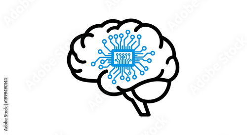 Brain with glowing blue neural connections.