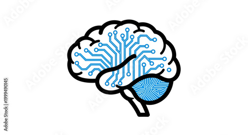 Brain with circuit board pattern inside.
