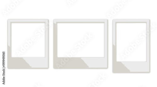 Empty white photo frame. Set realistic photo card frame mockup - vector for stock