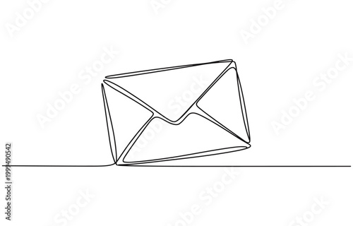 Animated self drawing of Continuous one line mail envelope letter drowning illustration.