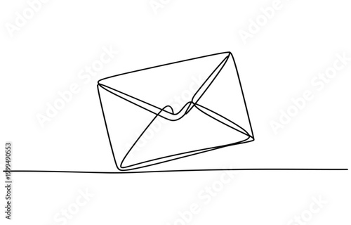 Animated self drawing of Continuous one line mail envelope letter drowning illustration.