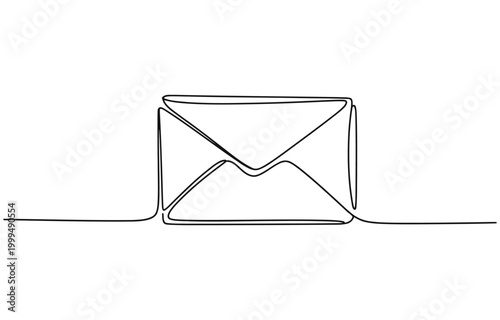 Animated self drawing of Continuous one line mail envelope letter drowning illustration.