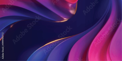 Colorful abstract background with intertwined blue purple pink fluid waves and golden edge highlights liquid art abstract background highlight wallpaper futuristic backdrop creative