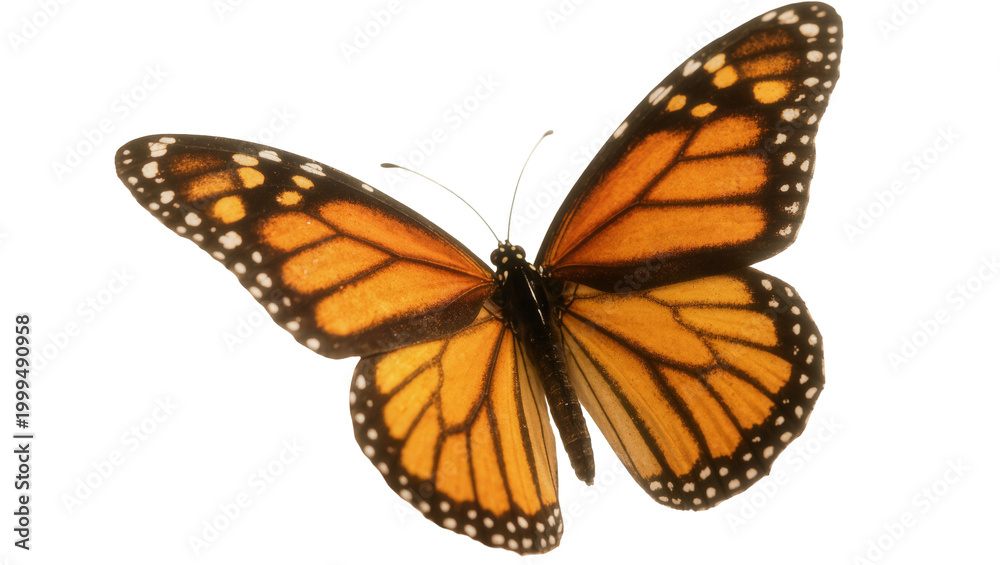 Obraz premium Vibrant Monarch Butterfly with Detailed Wing Patterns and Black Dots