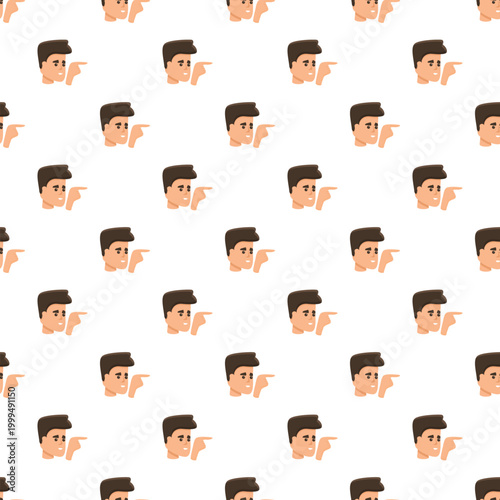 Man face cartoon profile pointing direction in a repeating pattern